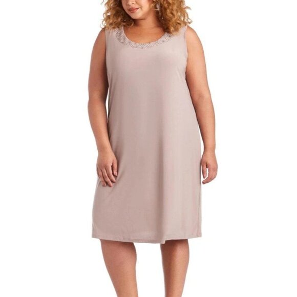 R & M RICHARDS PM Taupe Brown Jacket Dress Shimmer Wedding Party Cruise NEW - Picture 14 of 16